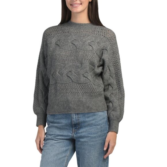 RAIN + ROSE Grey Cable Knit Pull Over Sweater - Picture 1 of 2